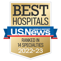 Award badge for being ranked in 14 specialties by U S News in 2022-2023